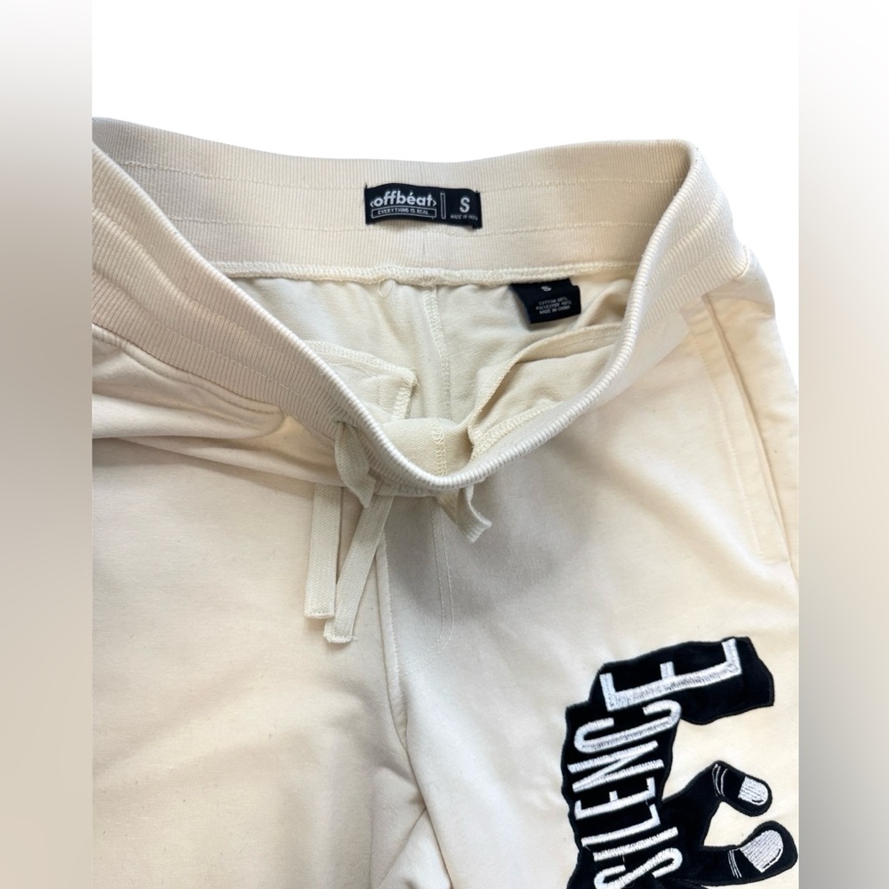 Offbeat Cream Joggers with Graphic Print Size Small - Picture 3 of 10